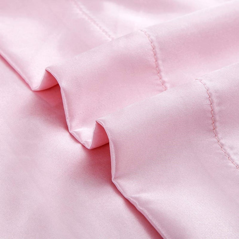 Luxbedding Satin Bed Sheets Queen Sheet Set, Pink Silk Sheets, 4 - Pieces Soft Bedding Set with 1 Deep Pocket Fitted Sheet,1 Flat Sheet,2 Pillowcase - Image 4